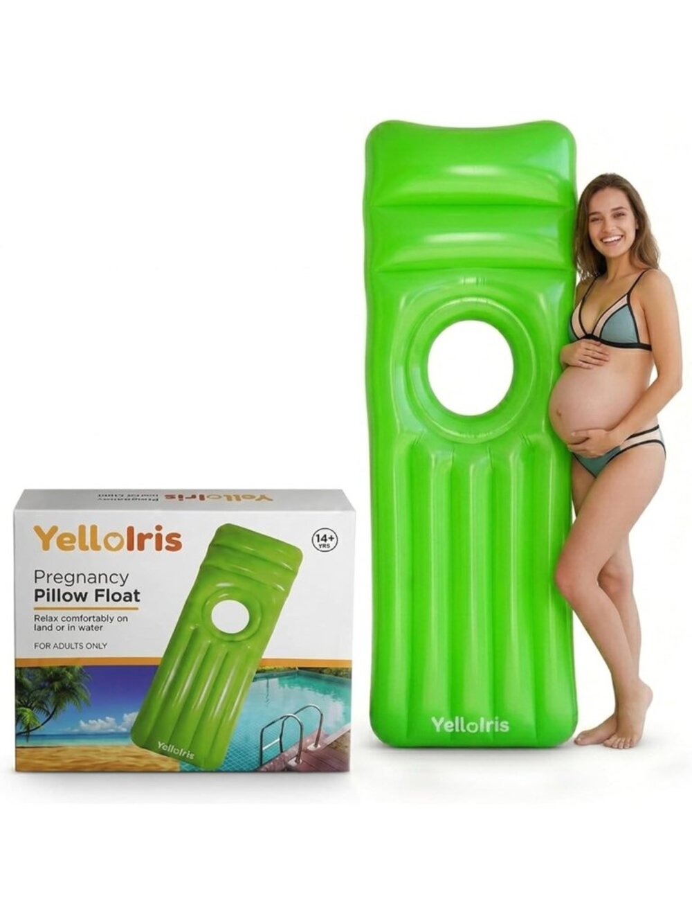 Maternity Inflatable Pool Float with Belly Hole – Comfortable Summer Airbed for